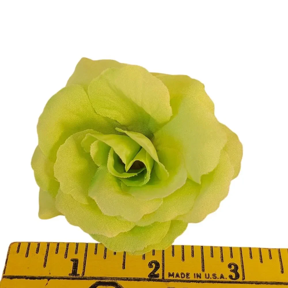 40 Lime Chartreuse Green Artificial Silk Rose Heads 3 Inch Wedding Craft Floral